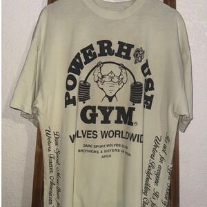 Darc Sport Wolves Club Powerhouse Gym T-Shirt Men's M Cream Graphic #551-1000
